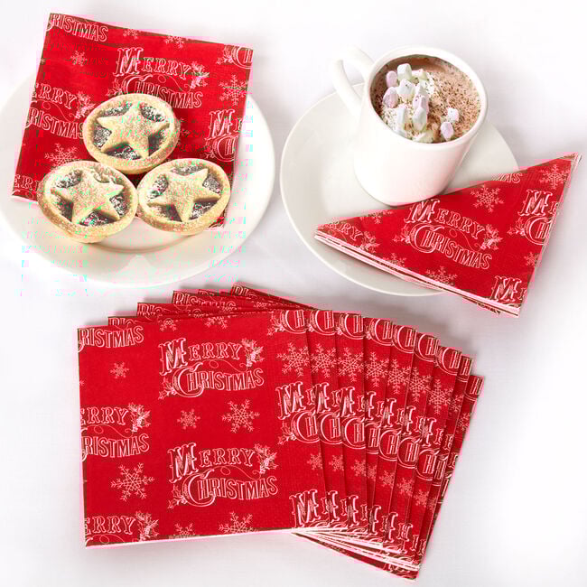 Merry Christmas Scroll Napkins 20pk