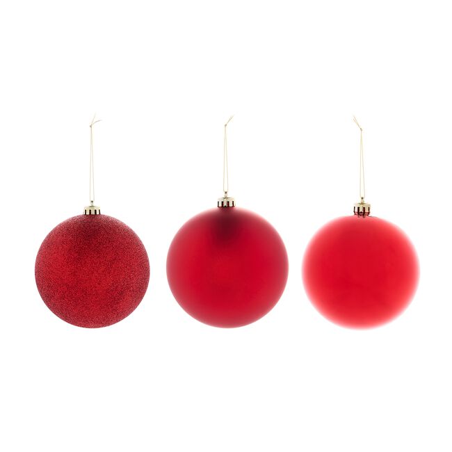 3 PACK 12Cm RED Baubles