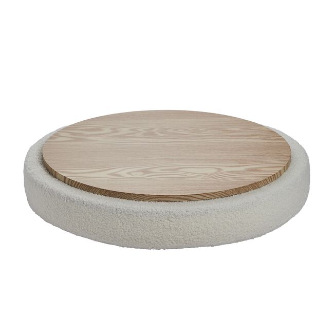 BOUCLE NATURAL FOLDING STORAGE Ottoman with Table