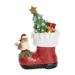 Santa Boot With Robin And Christmas Tree