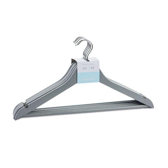 NORTHERN SHORE 5 Pack Grey Wooden Hangers