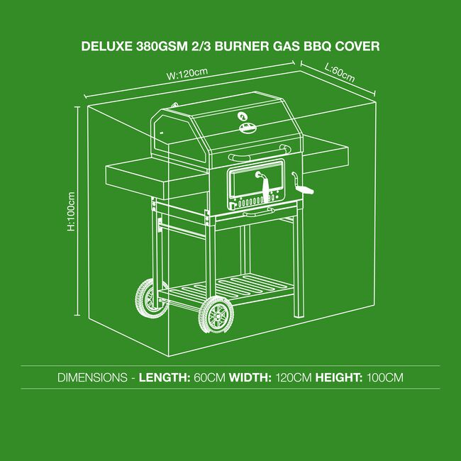 Deluxe 380GSM 2/3 Burner Gas BBQ Cover