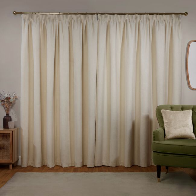 PENCIL PLEAT BLACKOUT THERMAL BASKETWEAVE NATURAL 66x72 Curtain 