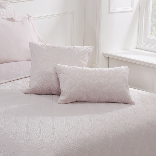 Quilted Hotel Velvet Cushion 30cm x 50cm - Blush