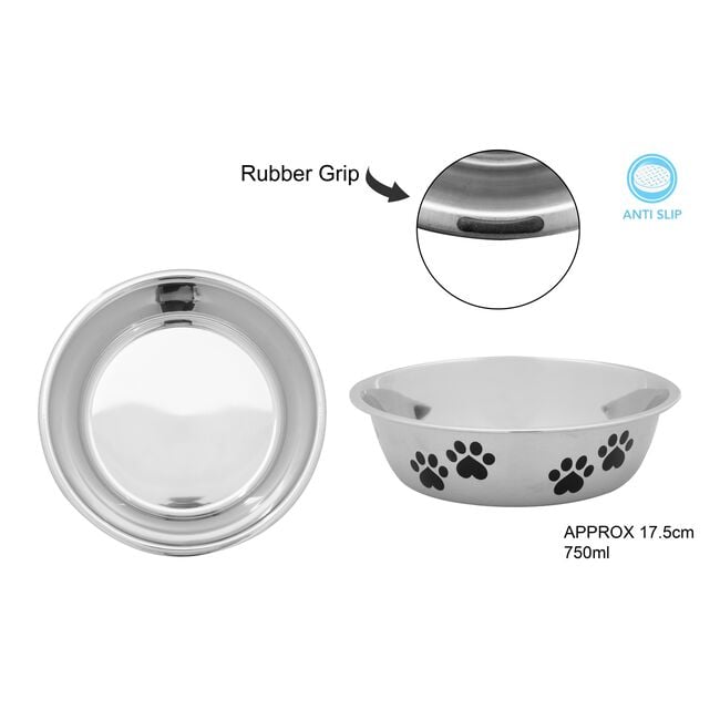 Polished Stainless Steel Pet Bowl 17.5cm