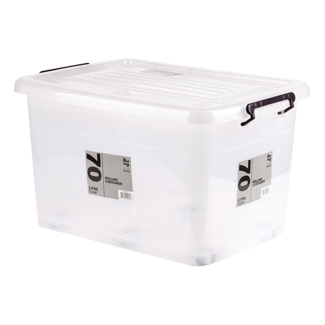 70L Rolling Clear Storage Box