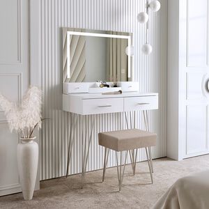 Sophia LED Mirror Dressing Table With Stool