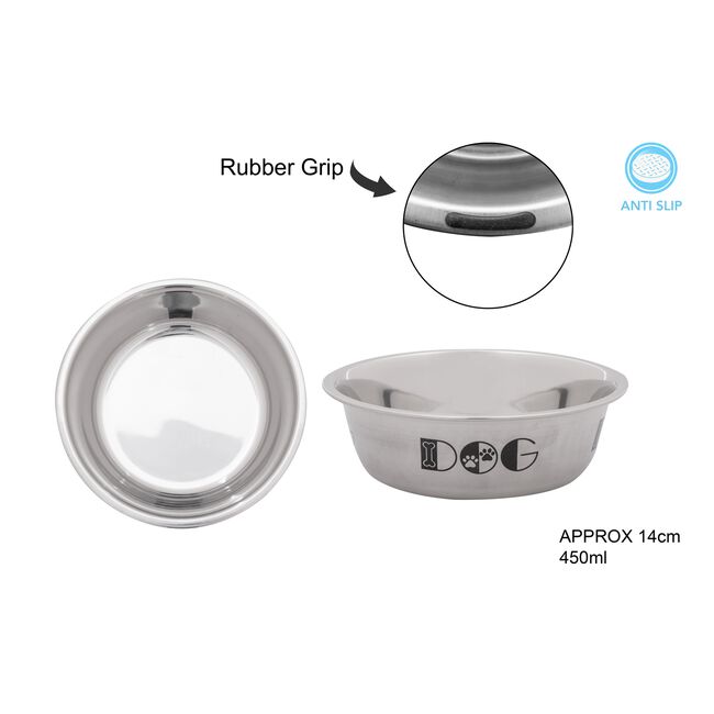 Polished Stainless Steel Pet Bowl 14cm
