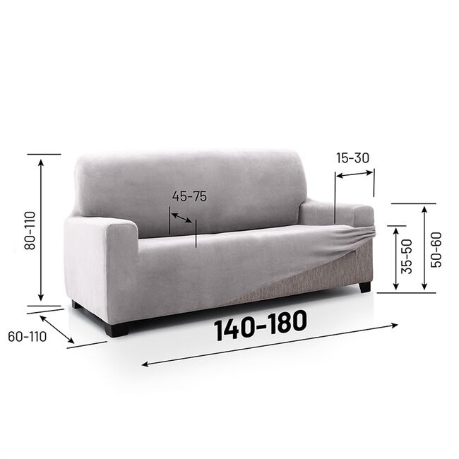 REGAL MILLS EASYSTRETCH VELVET SILVER  2 Seater Sofa Cover