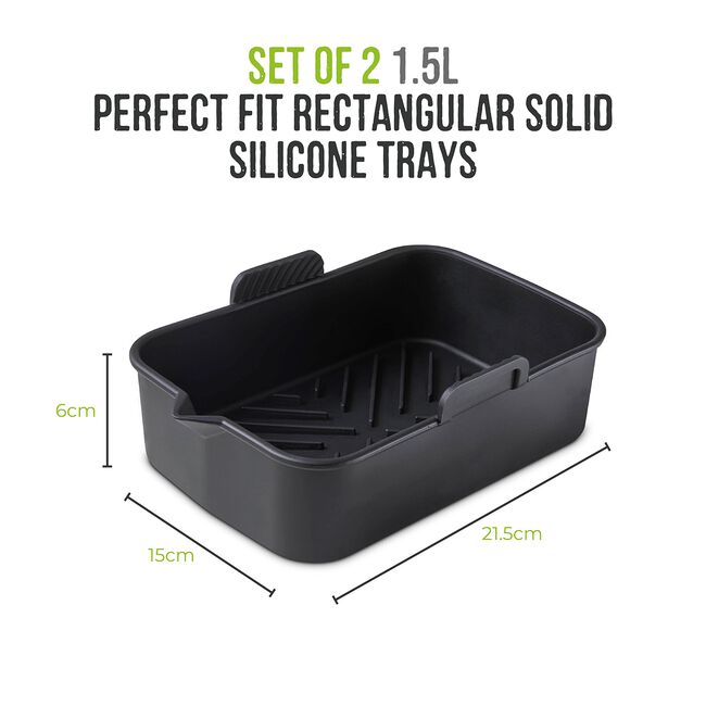 Tower Black Rectangular Air Fryer Tray - 2 Pack