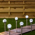 6 Mini Crackle Ball Post Solar Garden Lights