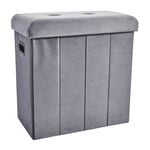Folding Slim Storage Ottoman - Grey