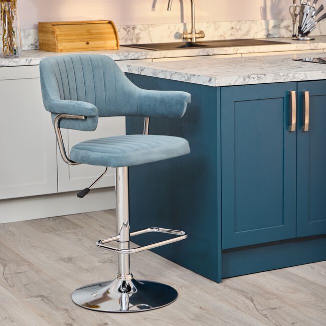 BELMONT Barstool Velvet Stone Blue