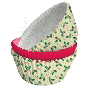 Holly Cupcake Cases 75 Pack