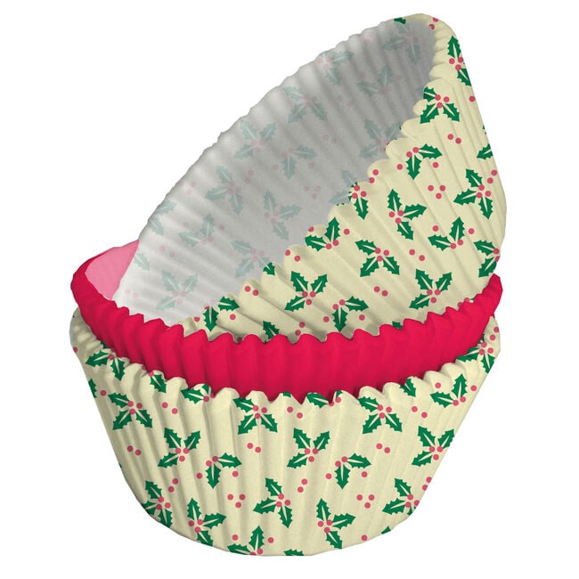 Holly Cupcake Cases 75 Pack