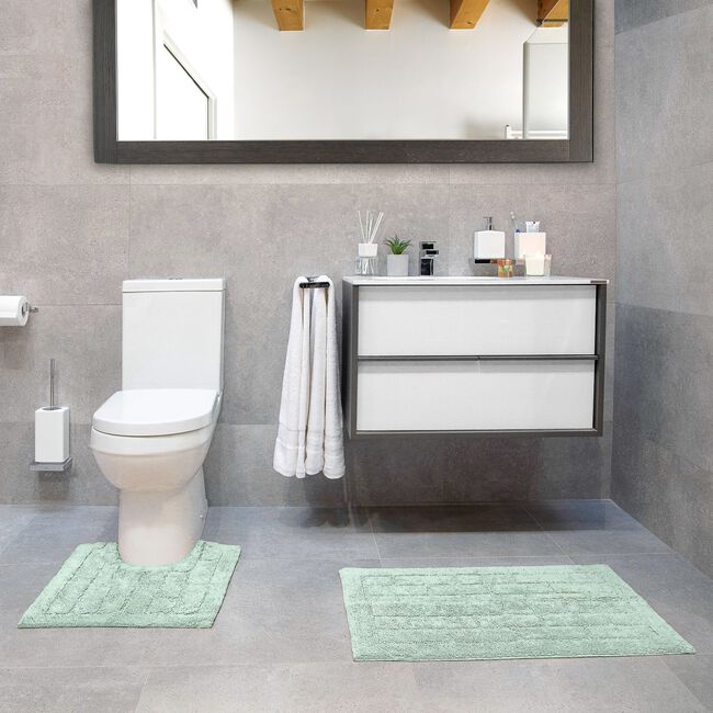 COTTON BRICK DUCK EGG 50x50 Pedestal Mat