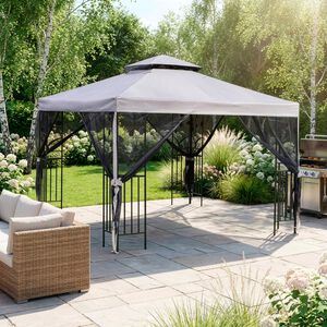 Havana Steel Gazebo with Mesh Curtain 3M x 3M