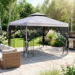 Havana Steel Gazebo with Mesh Curtain 3M x 3M