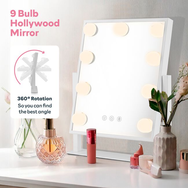 CARMEN HOLLYWOOD 9 BULB WHITE Vanity Mirror