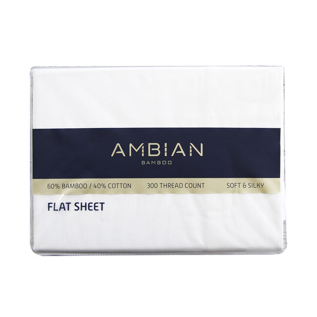 SUPER KING FLAT SHEET 300Tc Bamboo/Ctn White