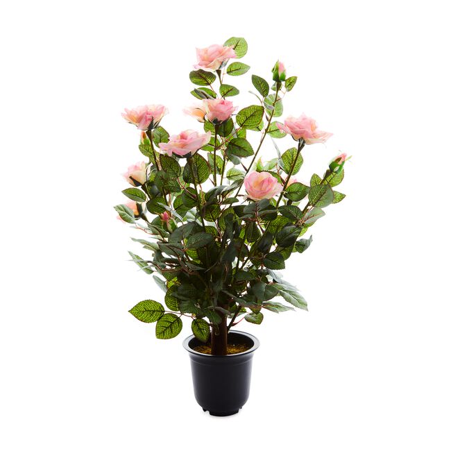 60cm Artificial Pink Rose Bush