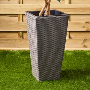 Rattan Square Plant Pot Grey
