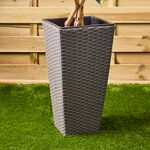 Rattan Square Plant Pot Grey