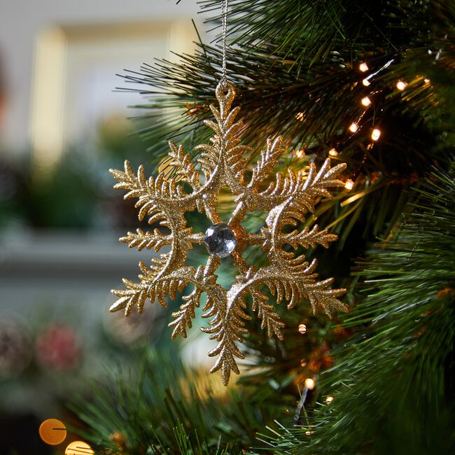 12cm Assorted Gold Glitter Snowflake