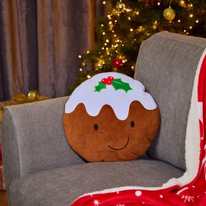 Christmas Pudding Cushion 38cm - Brown