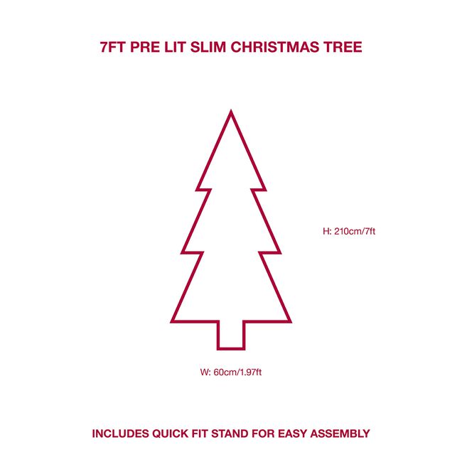 7ft Pre Lit Slim Christmas Tree