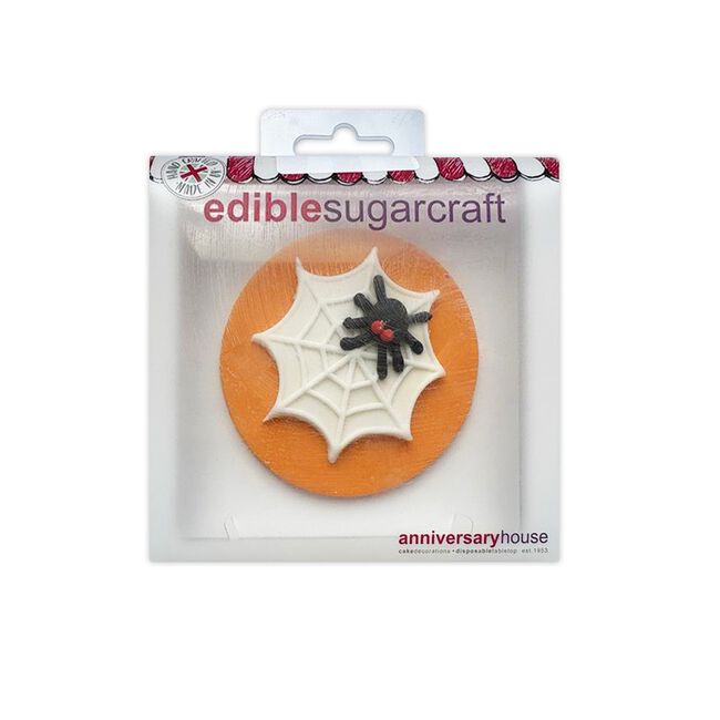 Halloween Spooky Spider & Web Sugar Plaque