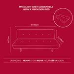 Maya Light Grey Convertible 180cm x 108cm Sofa Bed
