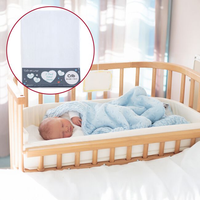 Clair De Lune White Crib Fitted Sheet - 2 Pack