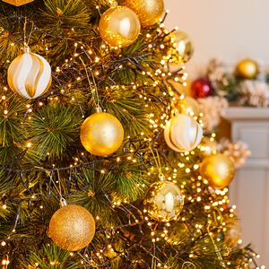 12 Pack Gold & White Bauble Set