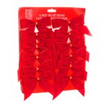 Velvet Bows Christmas Decoration 12 Pack - Red