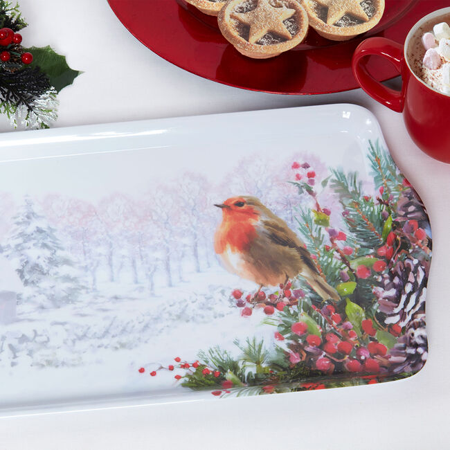 Robin Snow Scene Tray
