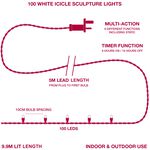 100 White Icicle Sculpture String Lights