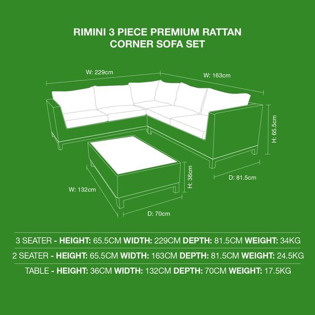 Rimini Premium Rattan Corner Sofa Set