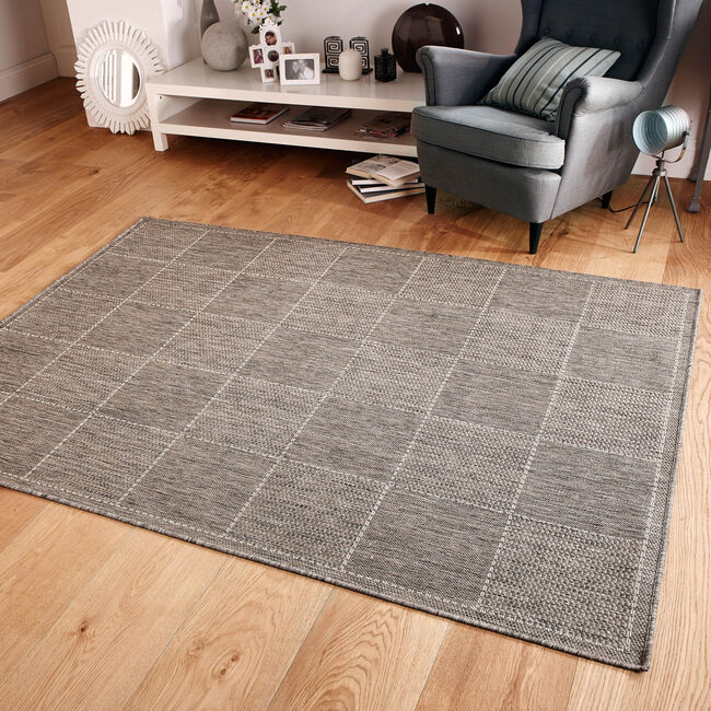 CHECKERED FLATWEAVE 160x225cm Grey