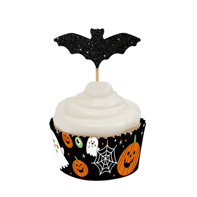 Glittery Halloween Edible Cupcake Toppers