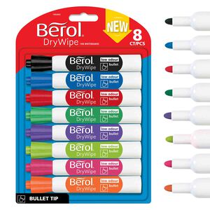 Berol Drywipe Assorted Whiteboard Markers 8 Pack