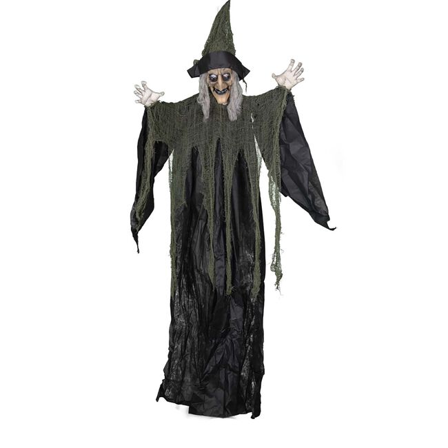 1.9M Hanging Sound Activated Laughing Green Witch
