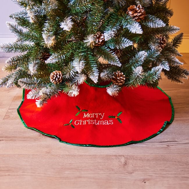 Tree Skirt with Merry Christmas Design 80cm