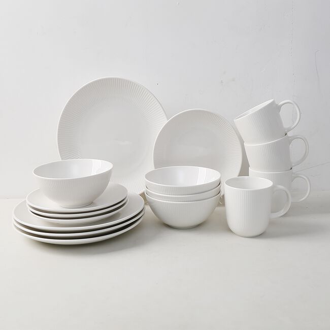 Abney & Croft Embossed Ribbed 16 Piece Dinner Set