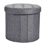 Small Folding Linen Storage Ottoman - Grey