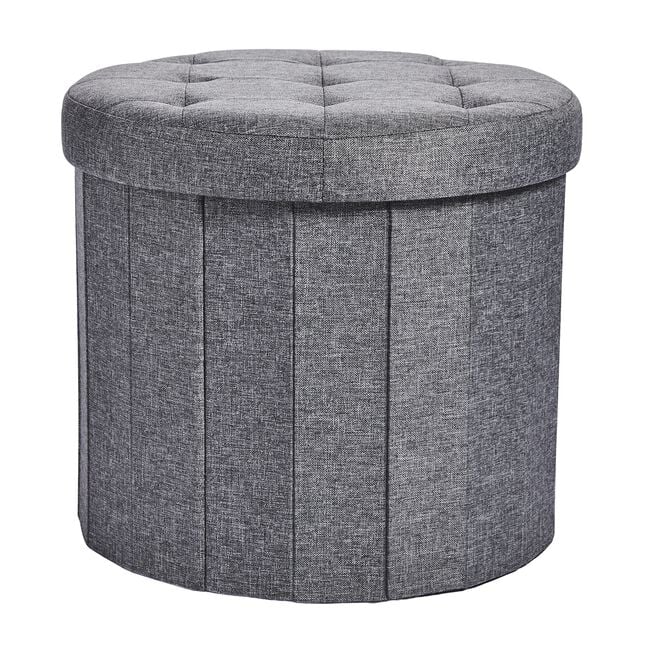 Small Folding Linen Storage Ottoman - Grey