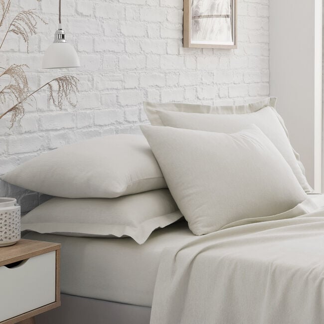 OXFORD PILLOWCASE PAIR Brushed Cotton Cream 