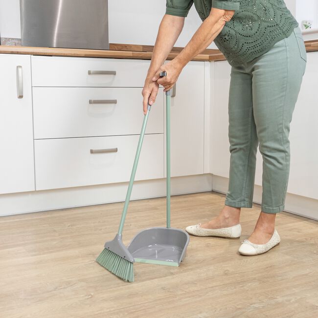 JVL Long Handle Dust Pan & Brush