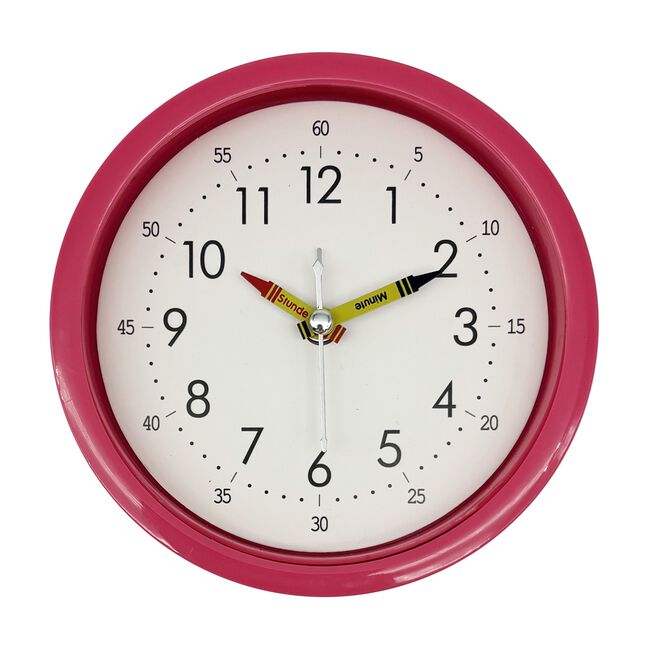 CHILDRENS TABLE CLOCK Pink 12cm