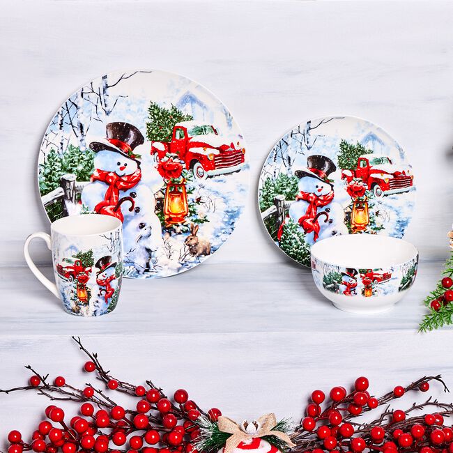 Love Christmas Snowman & Red Car Mug 